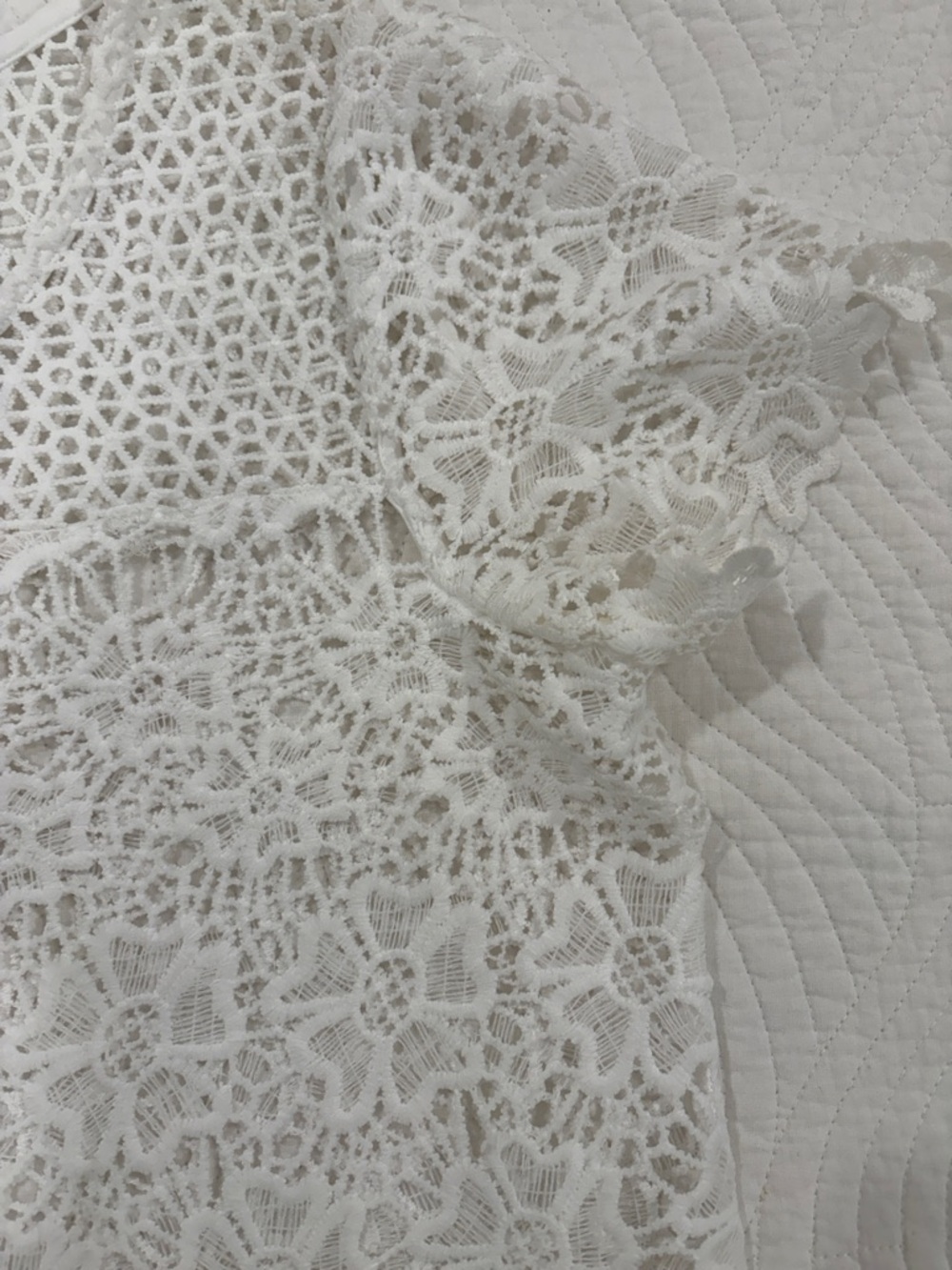 hearts of palm White Crochet Lace Short Sleeve Top - Picture 4 of 11